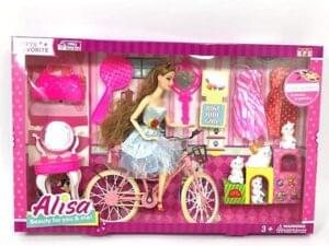 Alisa Bicycle Barbie Doll and Accessories